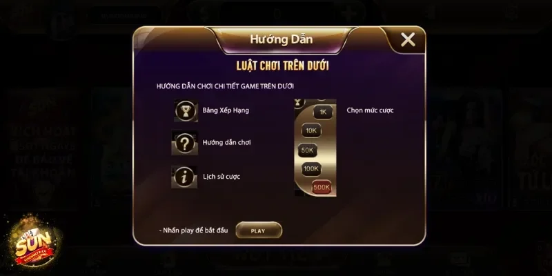 Tham khảo luật chơi Trên Dưới Sunwin chi tiết 